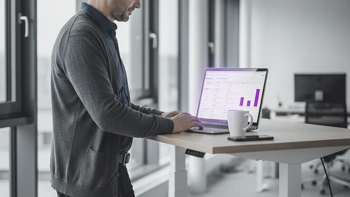 KI im Vertrieb: Vertriebsmitarbeiter nutzt KI-Dashboard für Lead-Qualifizierung am Arbeitsplatz